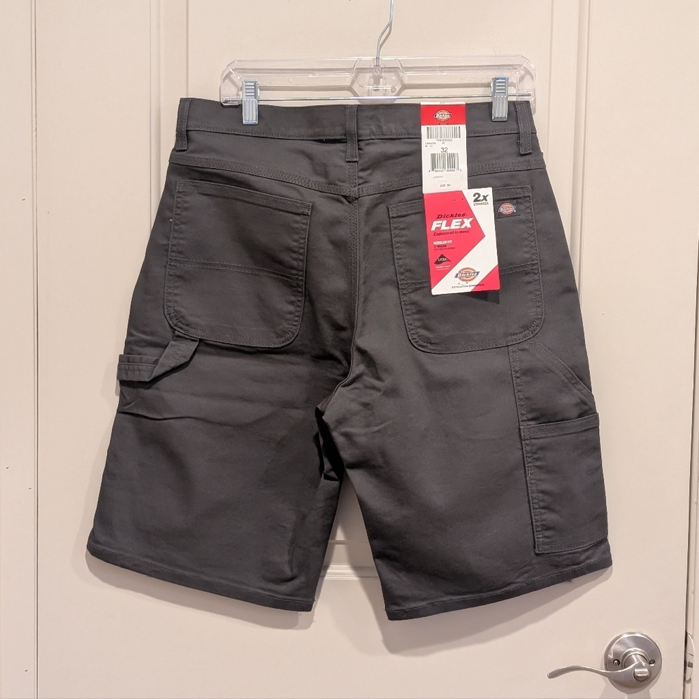 Dickies FLEX Men's Dark Charcoal Flat Front Work Shorts Size 32 - Picture 3 of 11